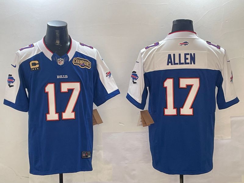 Men 2025 Buffalo Bills #17 Allen Blue Thanksgiving three generations Nike Limited NFL Jersey style 1->indiana pacers->NBA Jersey
